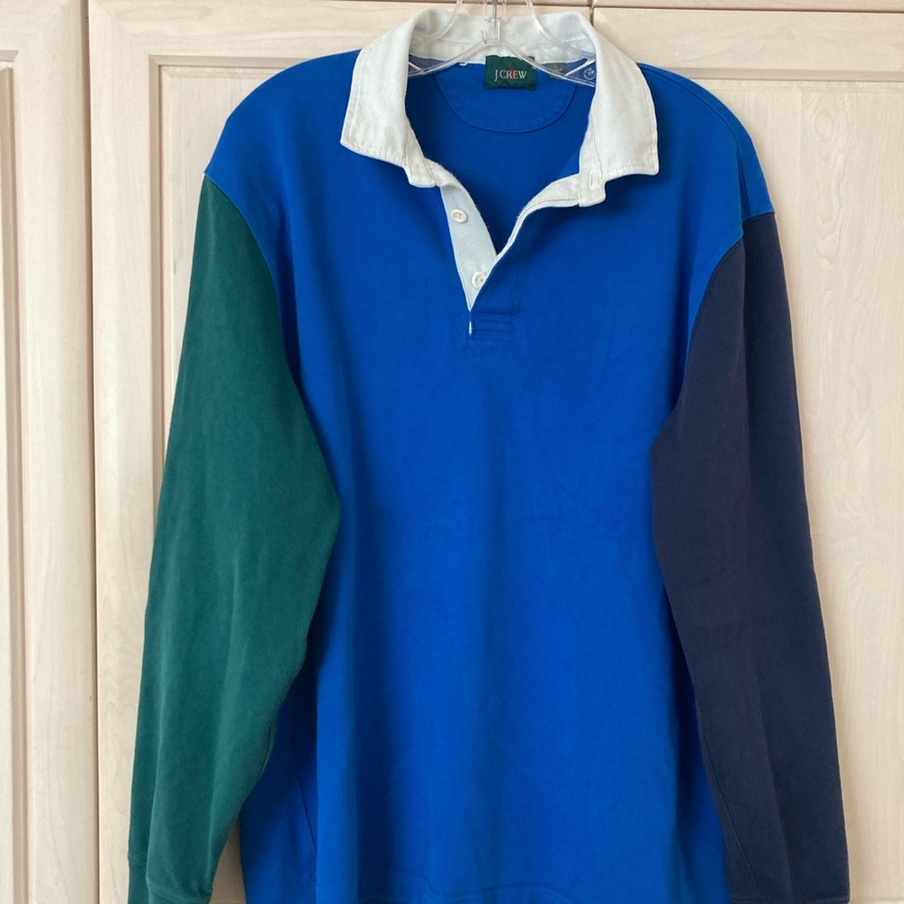 J. Crew Men's Blue Rugby Shirt